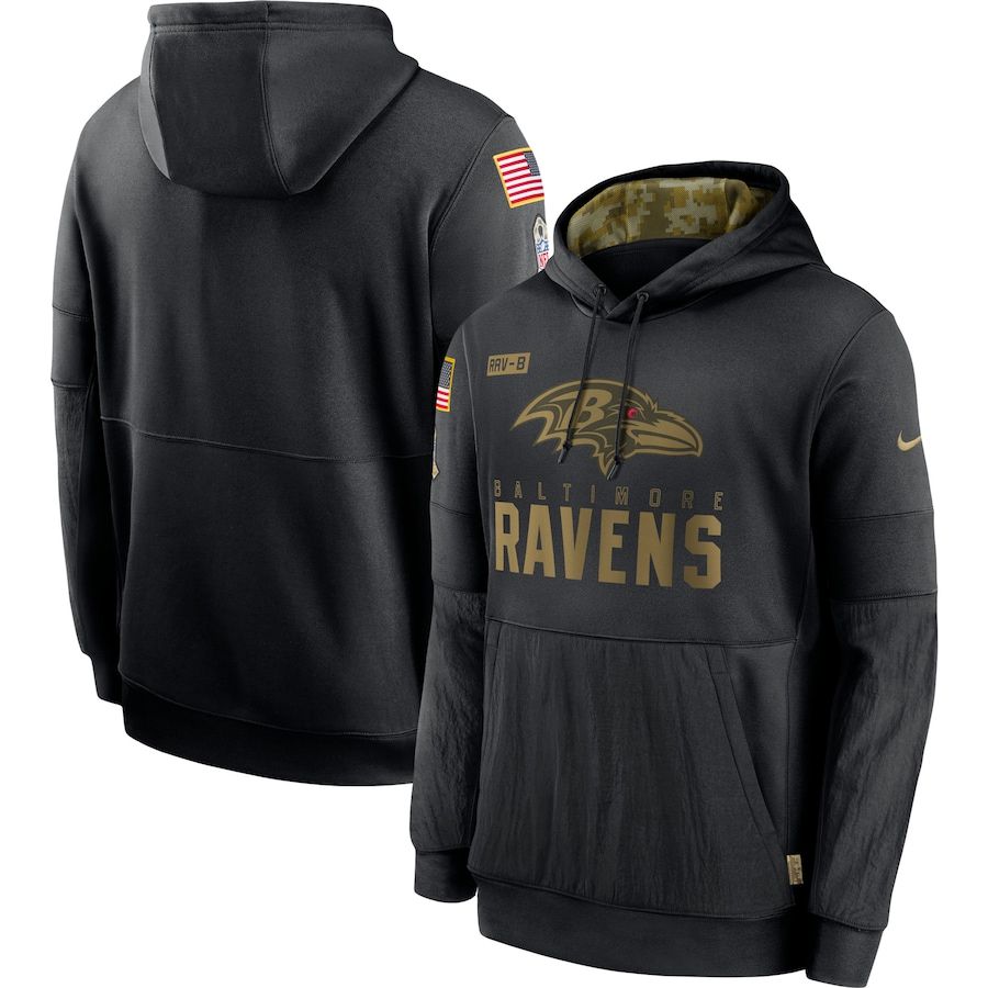 Men Baltimore Ravens Black Salute To Service Hoodie Nike NFL Jerseys